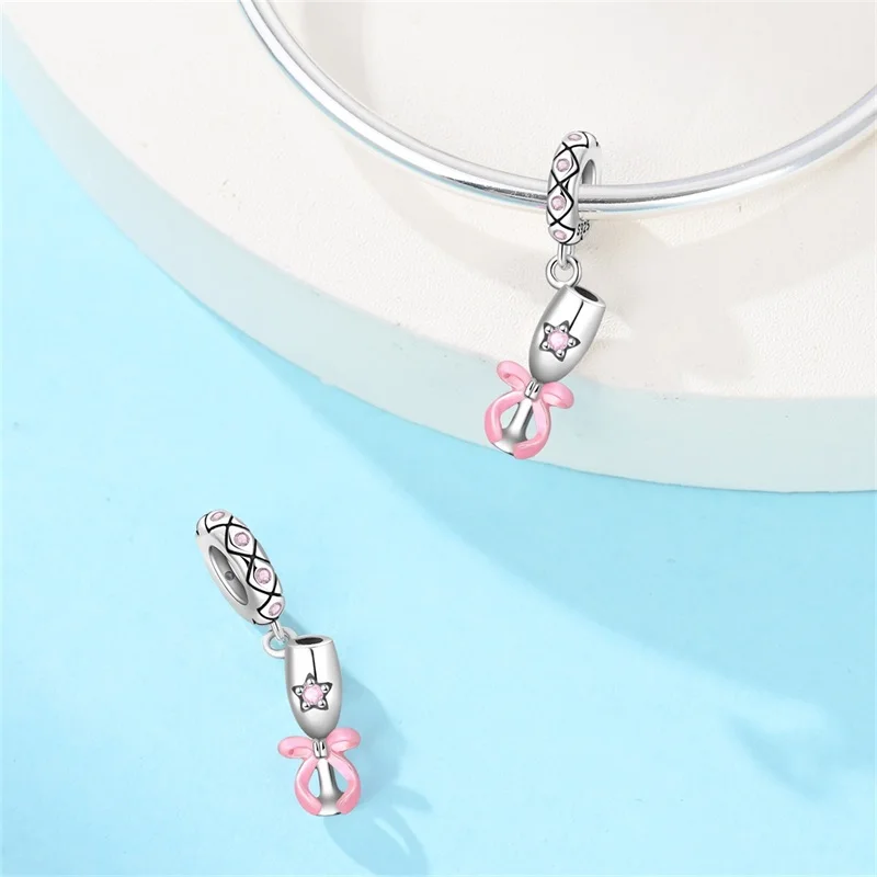 Original 925er Sterlingsilber-Charm-Perlen, leuchtende leuchtende Laterne, Engel, magische Katze, Dschungel-Anhänger, Perle für Armband, Charm-Schmuck – Detail 19