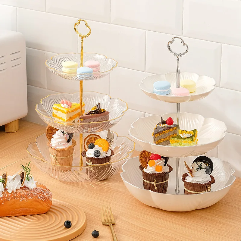 2/3 Layer Cake Stand Fruit Plate Tray Display Birthday Party Snack Fruit Dessert Plate Tableware For Wedding Party Home Decor