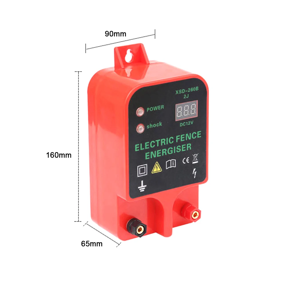 Livestock High Voltage Pulse Controller Electric Fence Energizer LCD Voltage Display High-decibel Alarm 10KM Waterproof