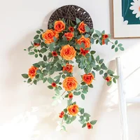 Artificial Sweetheart Roses Vine Silk Flowers Rattan