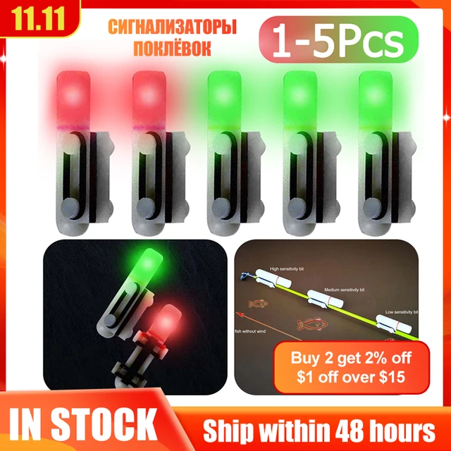 LED Night Fishing Rod Tip Clip Glow Stick Lamp Bite Alarm Light Fishing  Float