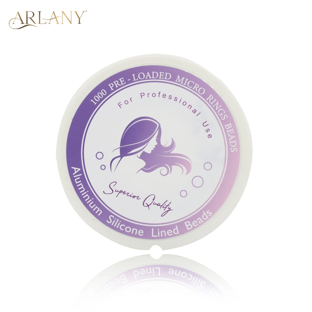 ARLANY 500개 4.0mm 사전 로드된 실리콘 안감 마이크로 링 비즈, 붙임머리용 바느질 비즈, 투명 헤어 익스텐션 비즈, 헤어 틴셀
