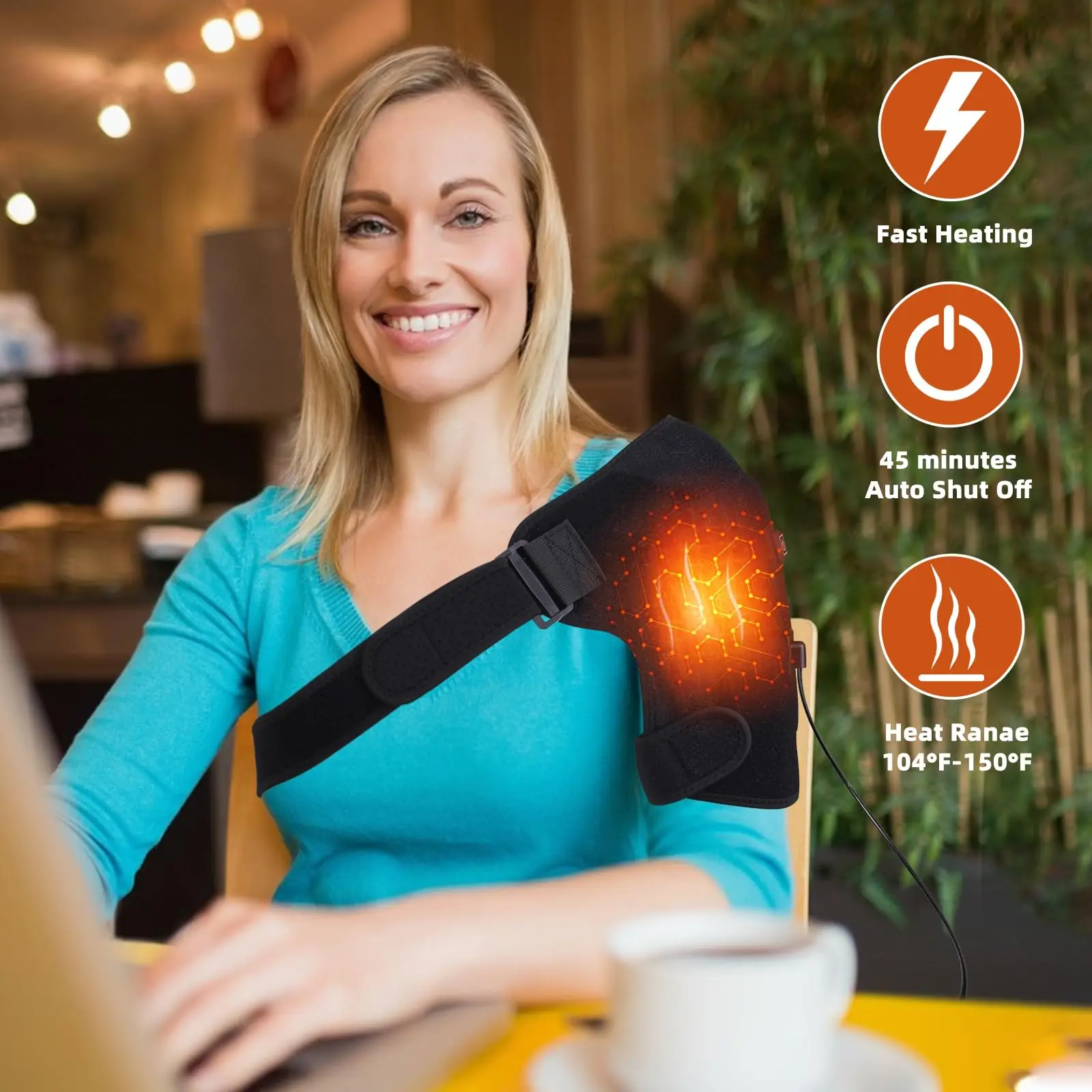 Heated Shoulder Wrap Brace Adjustable Shoulder Heating Pads Extension Belt Frozen Dislocation Pain Relief