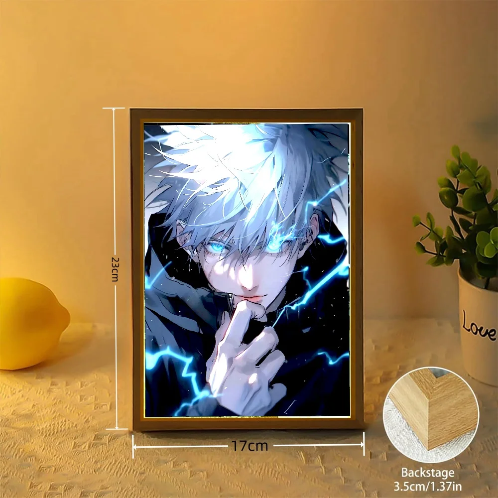애니메이션 라이트 페인팅 액자 Jujutsu Kaisen Led 야간 조명 문 램프 Satoru Gojo 그림 침실 홈 장식 친구 선물