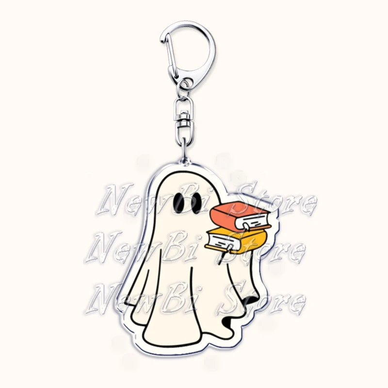 Niedliche Halloween gruselige Geist Schlüssel anhänger für Zubehör Tasche lustige Herbst Schädel Buch Schlüssel ringe Schmuck Fans Freunde Leser Geschenke – Detail 16