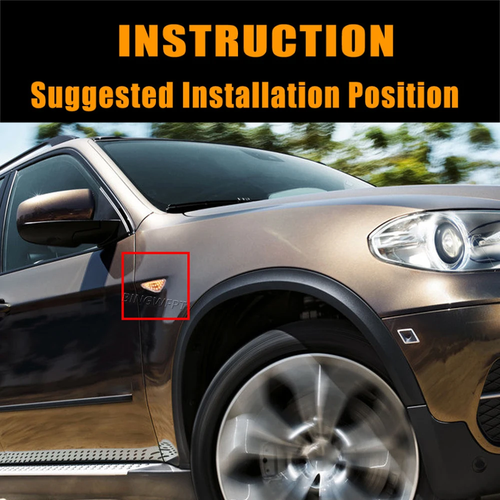 2PCS LED Side Marker Signal Light For BMW X5 E70 X6 E71 E72 X3 F25 Clear/Smoke Dynamic Flowing Sequential Blinker Lamp 6