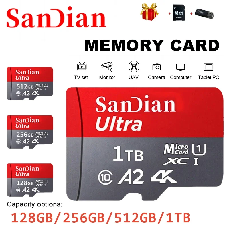 

Original 1TB SD Memory Card Micro TF Card Memory Card 512GB 128GB 256GB Class10 High Speed Flash Card for Mobile Phone/PC/Camera