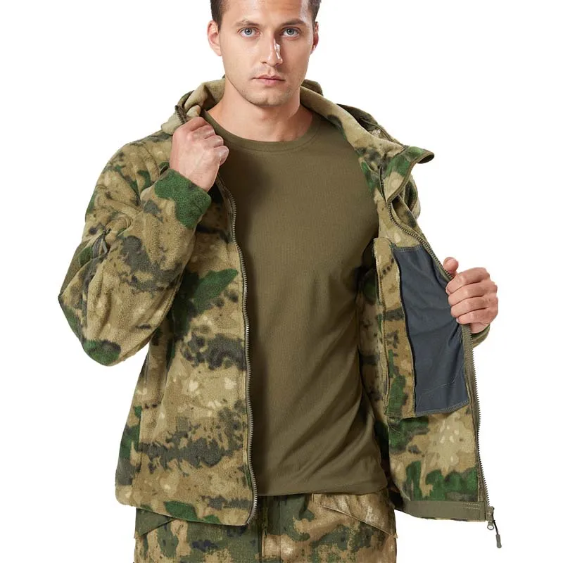 

Warm Fleece Tactical Jackets Men US CP Camo Jacket Windbreaker Outdoor Clothes Work Jacket Hiking Hooded Coat Zipper Outwear