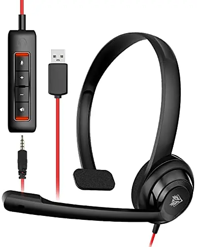 NUBWO USB Noise-Cancelling Comfort On-Ear Wired Office Headset with Mic