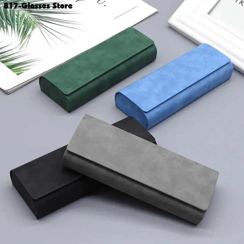 Simple Leather Eyewear Case Optical Retro Myopia Glasses Sunglasses Storage Box Fashion for Men and Women glasses case glasses storage bag zipper eyewear box