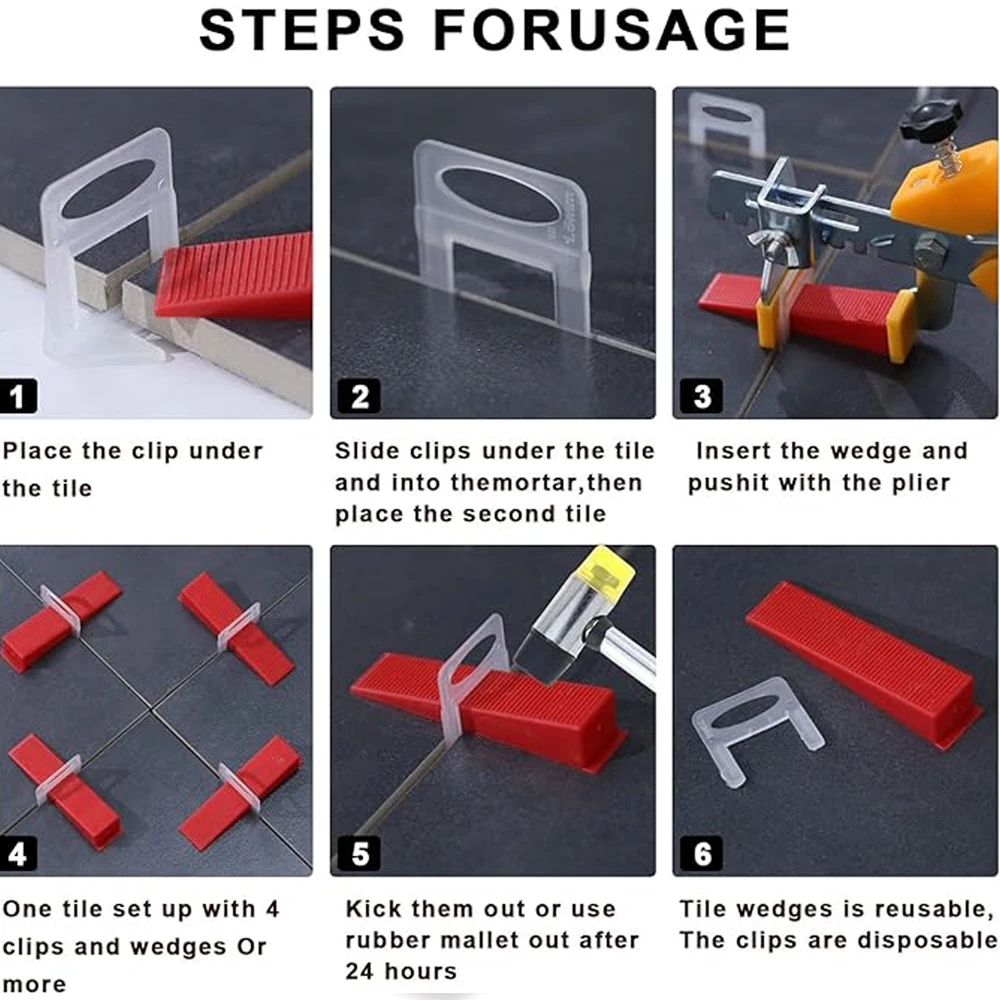 50-600 Reusable Tile Leveling System Wedges Clips Ceramic Insert Spacers Tiling Floor Wall Carrelage Construction Tool Building tile spacers tile leveling clips tile leveling tools