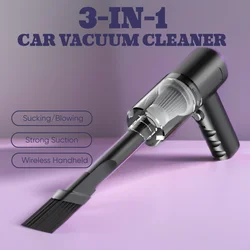 3 in1 Car Vacuum Cleaner Strong Suction Power Mini Cleaning Machines Portable Wireless Handheld Air Blower Cleanings Air Duster