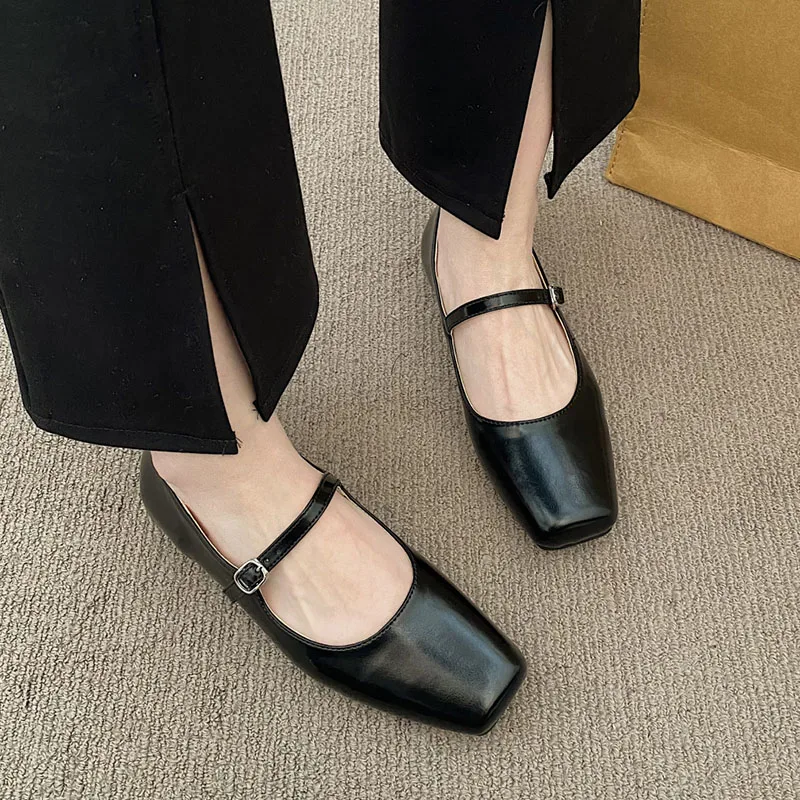 New Women's Flats Square Toe Mary Janes Shoes Sliver Gold