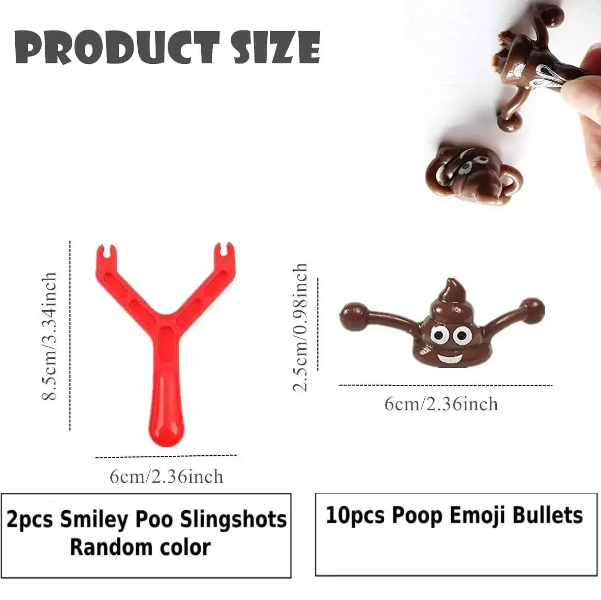 12pcs Mini Rubber Slingshot Poop Slingshot Toy Flying Poop Toys Smiling Stretchy Toy Stress Relief Gift Kids Adult Party