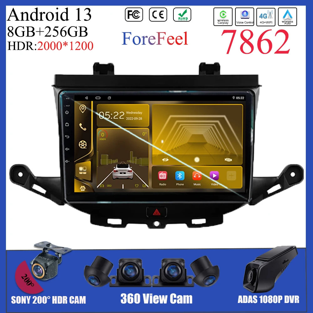 

Video Car Android 13 For Opel Astra K 2015 - 2019 Auto Stereo Radio Carp layer Touch QLED Screen GPS Bluetooth NO 2DIN DSP IPS