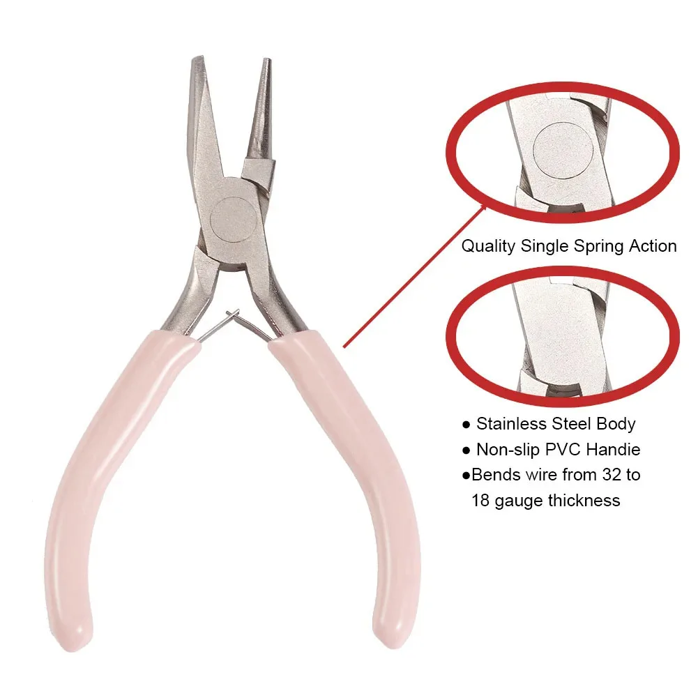 Universal Pliers Pink Handle Nickel Iron Single Section Round Concave for Handmade Jewellery