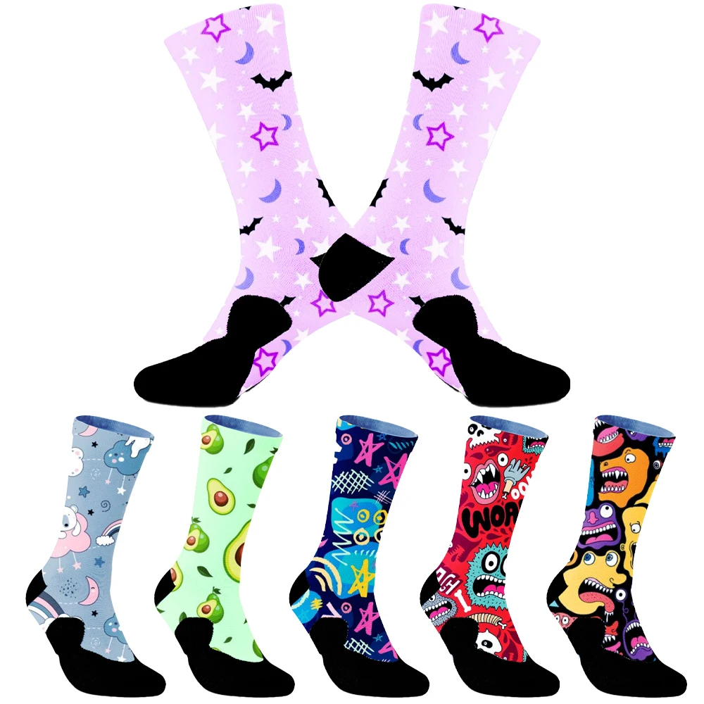 Cotton Cycling Socks Doodle Printing Fashion Trend Hip Hop