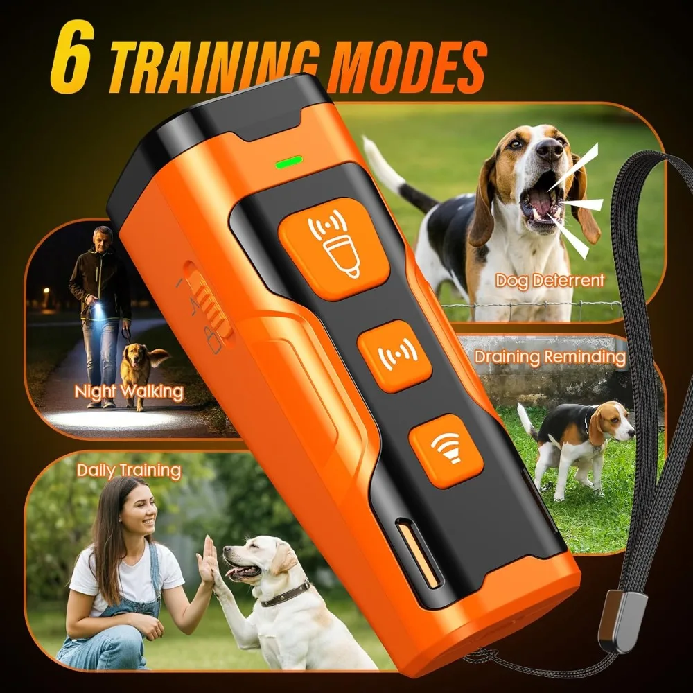 Dog Bark Deterrent Device, 6 Training Modes 23 FT Range Barks No More Indoors Outdoors Behavior Correct Safe&Humane Rechargeable 6