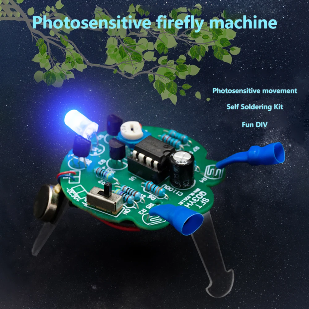 LED Breathing Light Soldering DIY Kit Simulated Firefly Flashing Robot Toy Photosensitive Sensor Mobile Robot Part Electronic 2