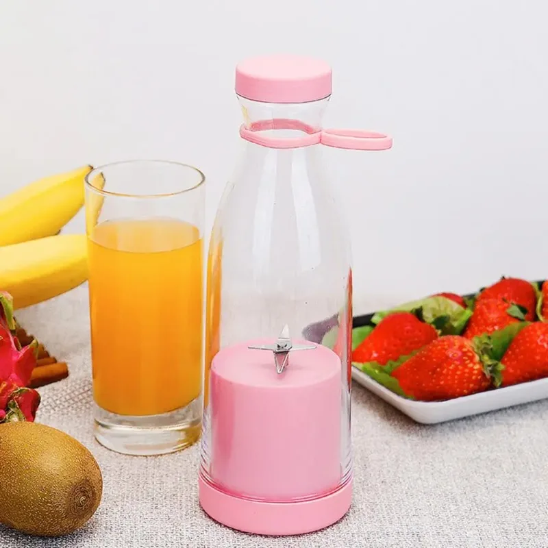 380ml Electric Juicer Cup Rechargeable Smoothie Maker With 6 Blades Travel Bottle For Ice Fruit Veggie Blender For Home/Outdoor