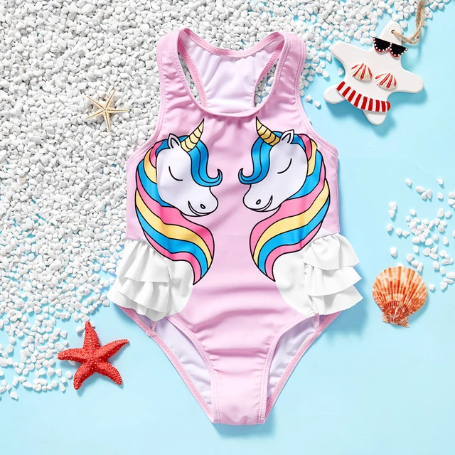 Girls Suit Kids, Yellow Black Pink Swim One Piece Baby Pool Swimwear  Children Sea Swimsuit Straps Ruffles Carnival Clothes
