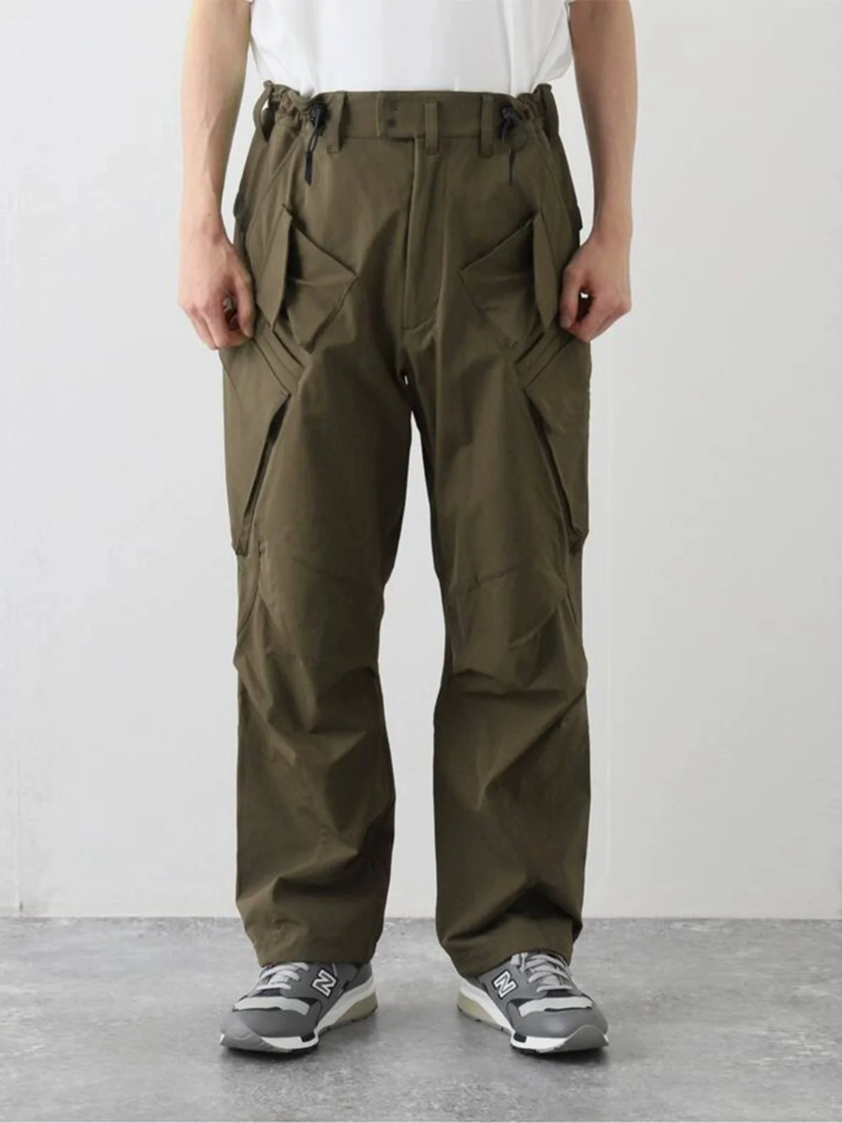 NJWN P44DS Outdoor Waterproof Zipper Pred Glue Loose Straight Leg Pants Multiple kets Casual Loose Fit Long Trousers
