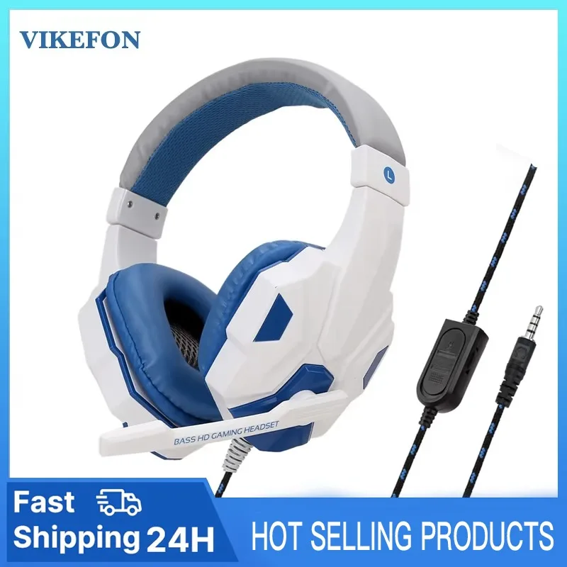3.5mm Wired Gaming Headset PC Bass Stereo Gamer Headphones for PS4 Xbox Phone Laptop Earphone Helmet With Microphone