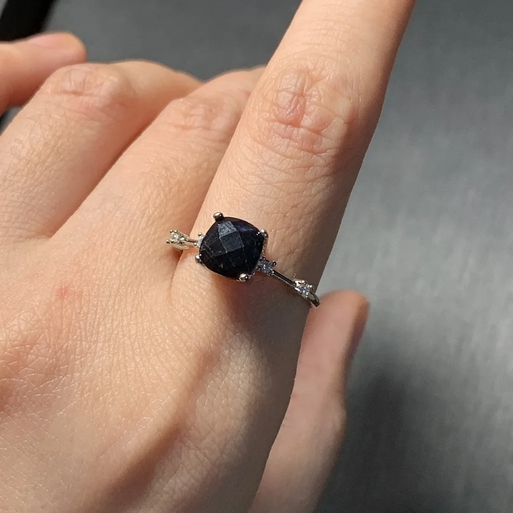 3MM Natural Sapphire Ring Adjustable Female Ring Jewelry for Women Gift Wholesale High Quality Vintage Fine