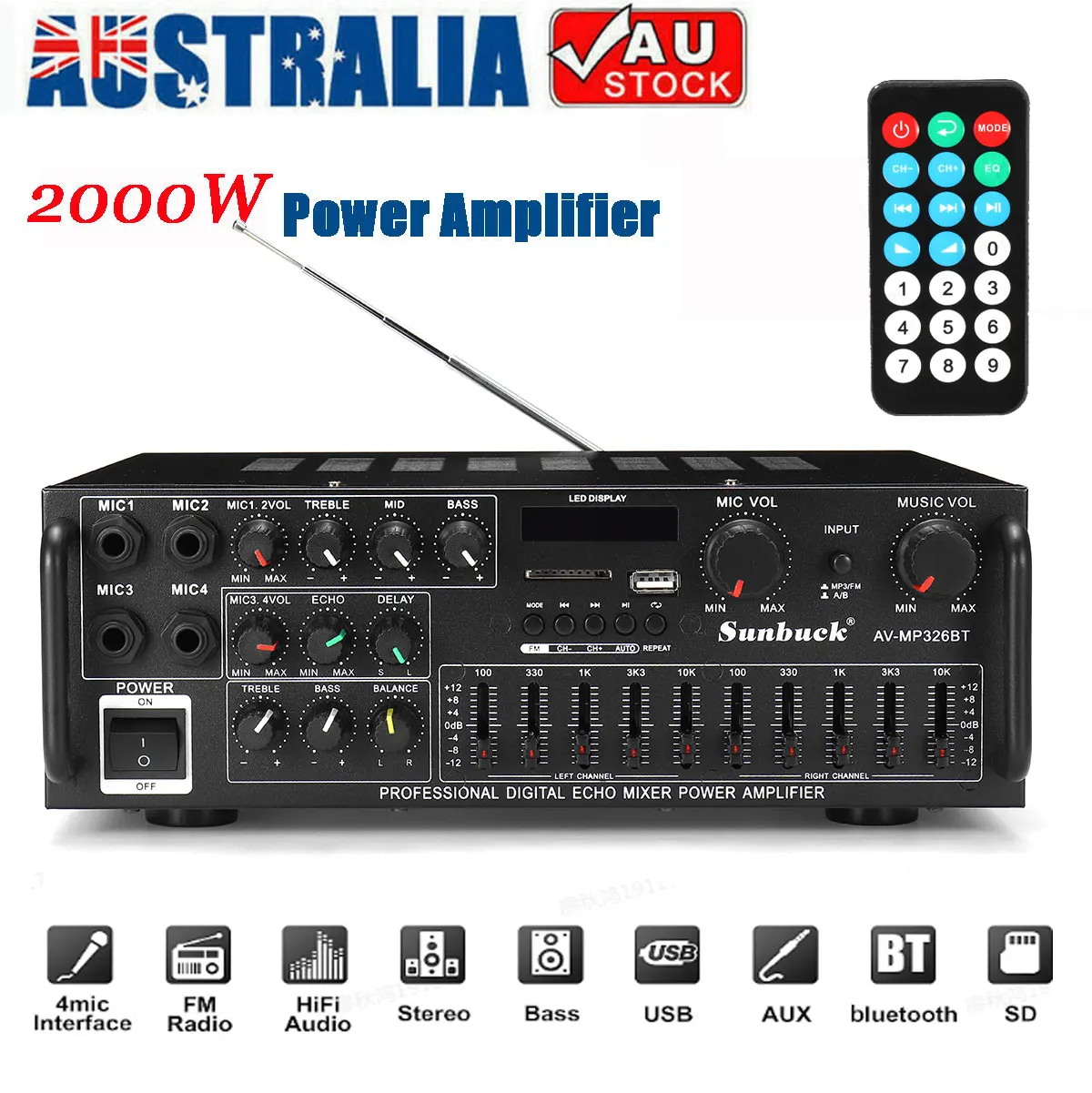 

DC12V 326BT Car Home Amplifier 2 Channel Powerful Car Audio Subwoofer Aluminum Alloy Vehicle Power Stereo Amp Sound Amplifiers