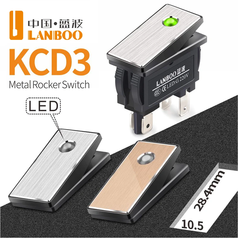 Rocker Switch WINDOO 2810.5 series 16Amp 2NO with LED 2 gears 12V24V220V