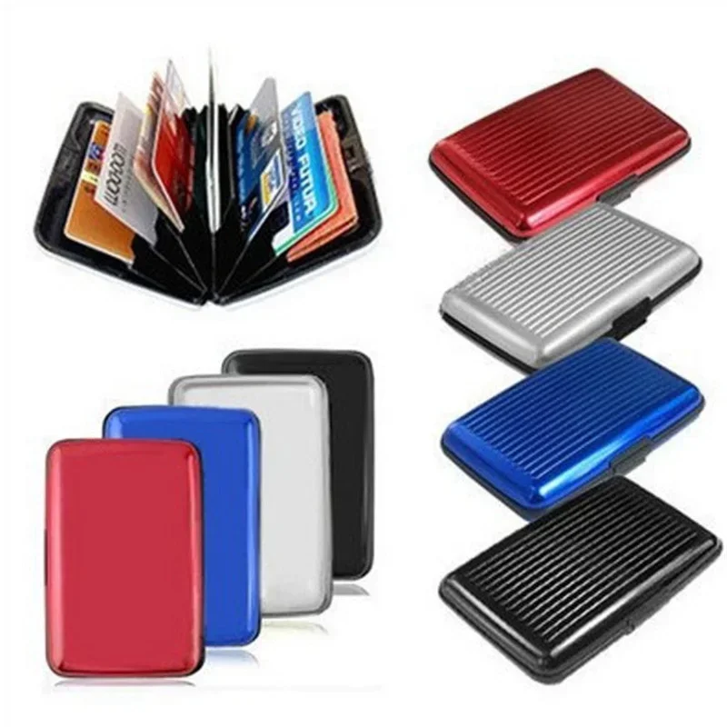 Aluminum Wallet Men Aluminum Bank Card Holder Blocking Hard Case Wallet Solid Credit Anti-RFID Scanning Protect Holder Business Office School