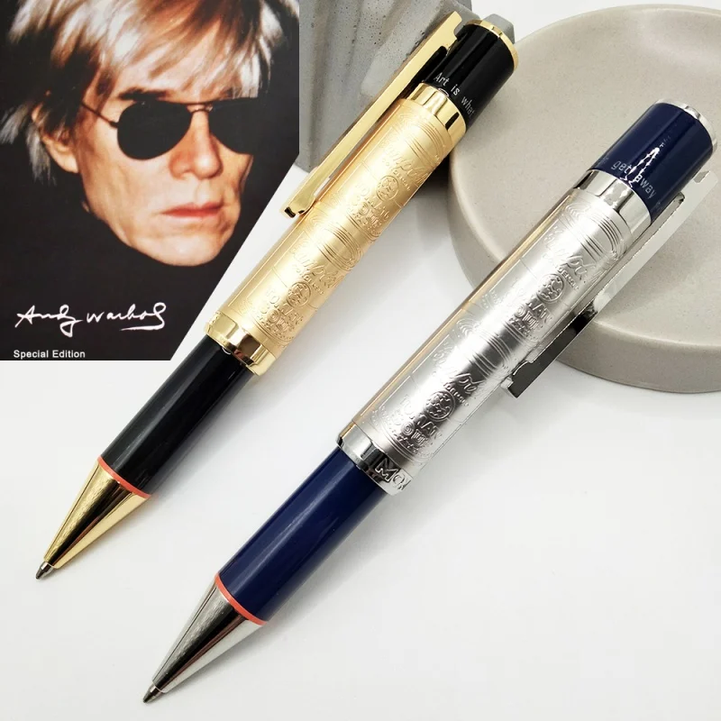 MB Ballpoint Pen Special Edition Andy Warhol Classic Embossed Barrel Write Smooth Luxury School Office Monte Stationery yamalang special edition andy warhol silver monte ballpoint pen office stationery luxury mb ball pens
