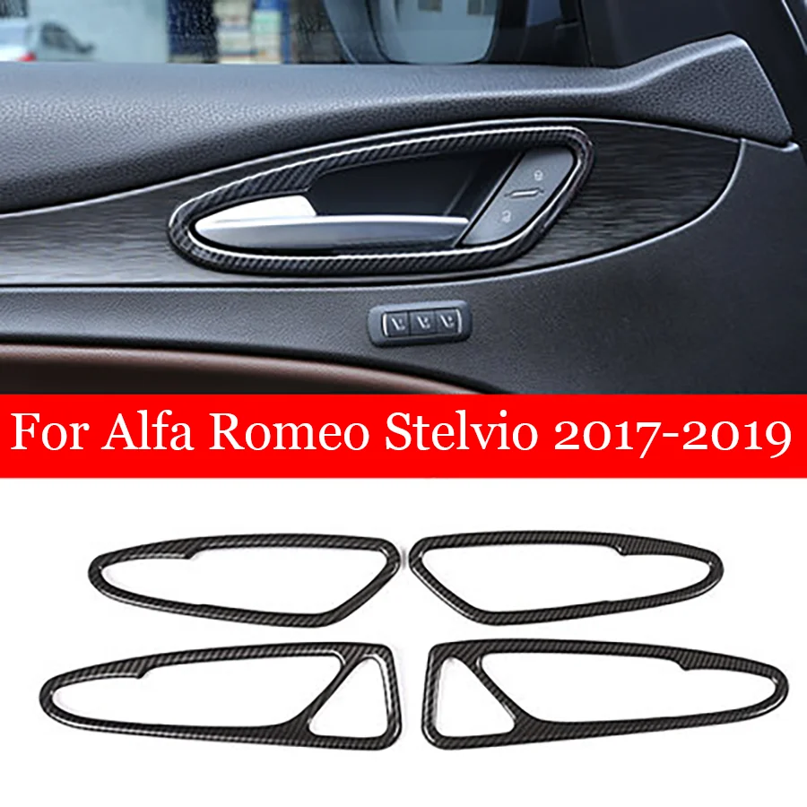 

Wooeight Carbon Fiber Window Switch Panel Decorative Frame Cover Inner Door Handle Trim For Alfa Romeo Stelvio 2017 2018 2019