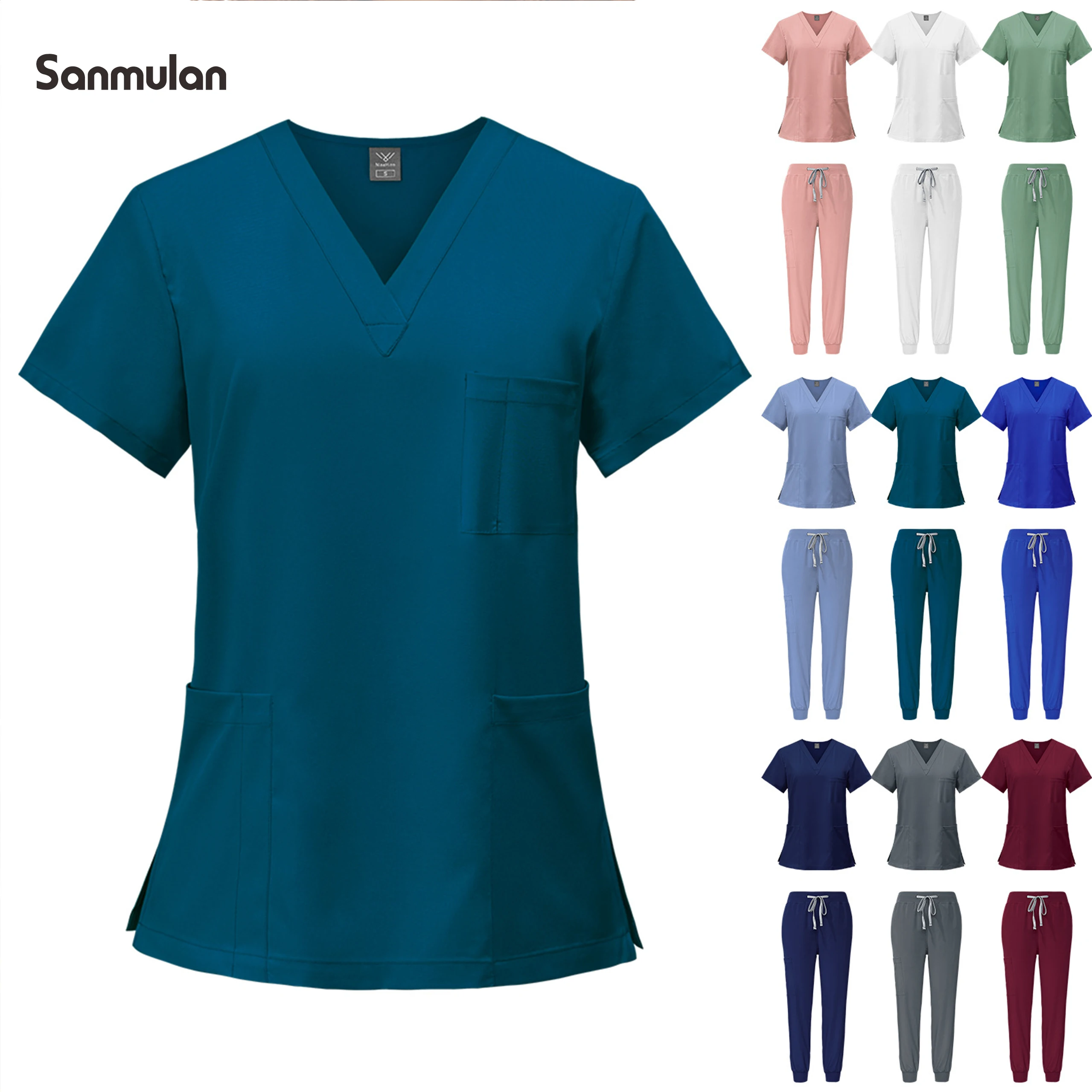 

New hand washing clothes short-sleeved surgical clothes for men and women oral nurse doctor work clothe pet hospital work clothe