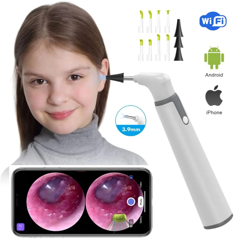 1PC & 2 PCS WIFI Visual Otoscope Ear Endoscope Camera Medical Ear Wax ...