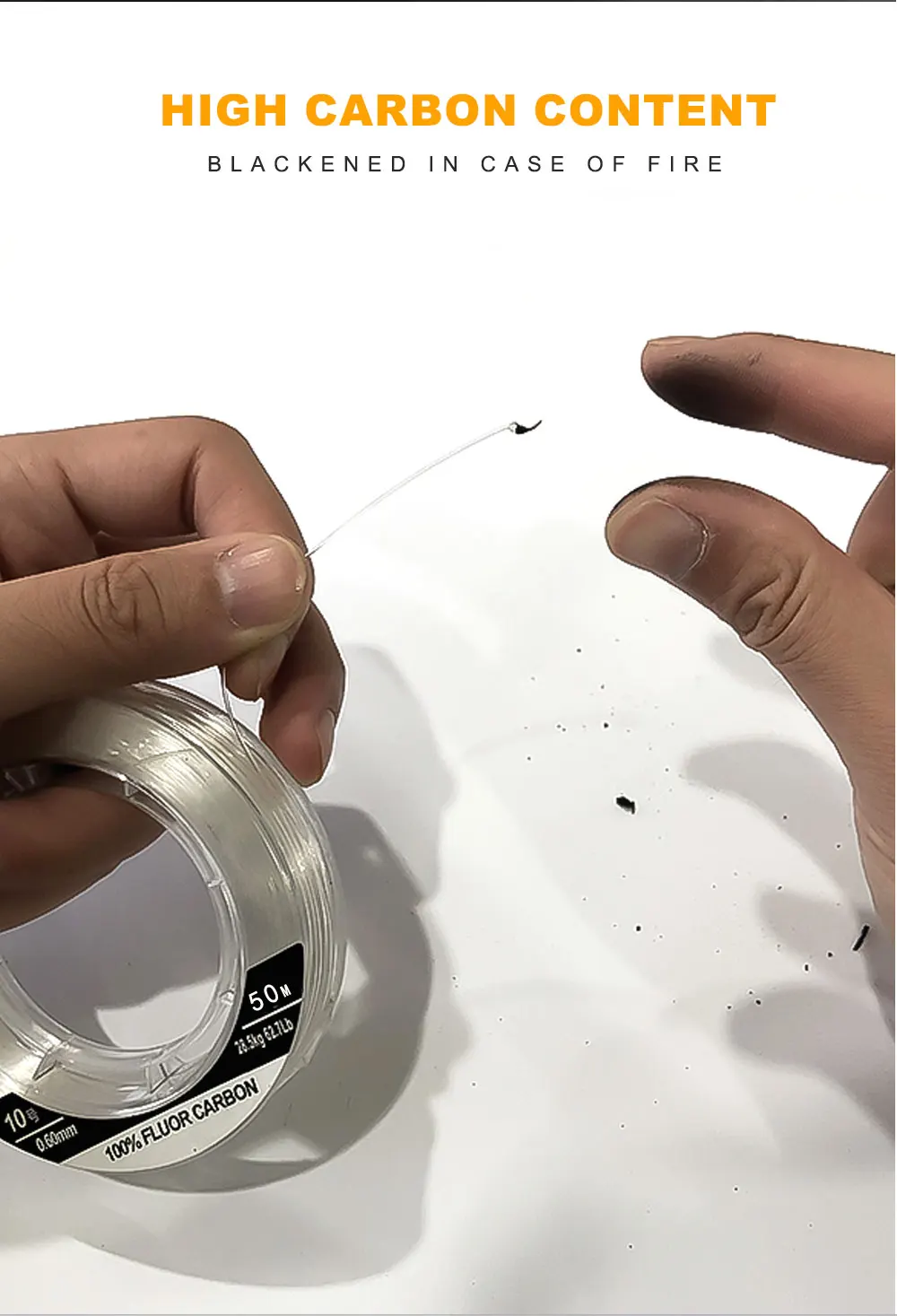 FTK 50M 100% Carbon Faser Linie Japan 0,14 MM-0,60 MM Schnell Sinkende Fluorkohlenstoff Angelschnur Köder Führer 5,5 LB-62,7 LB – Detail 9