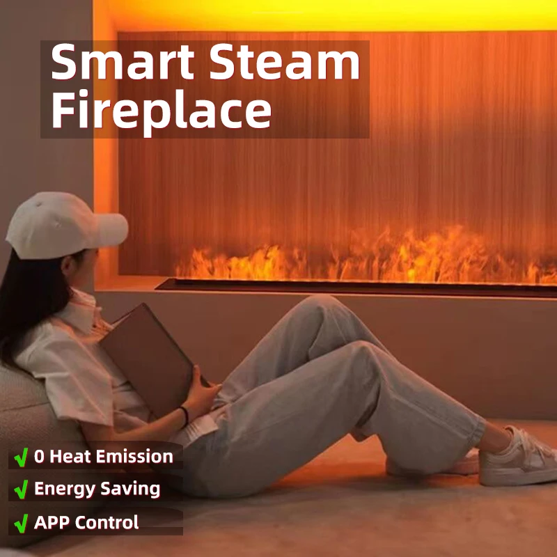 Multi Function Electric Mist Fireplace with Humidifier Aromatherapy Diffuser LED Flame Wall Mounted Home dector