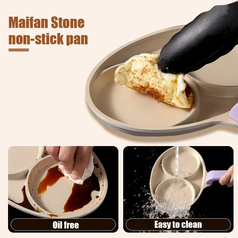 Small Fried Egg Pancake Pan 2-Cup Nonstick Egg Omelet Frying Pan Thickened Breakfast Burger Maker Steak Cooking Cookware