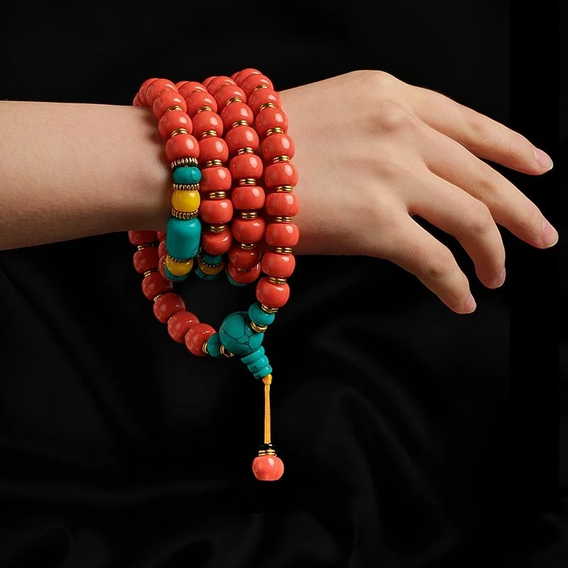 Bangjimedo Tibetan Buddha beads bracelet female Tibetan jewelry necklace pendant 108 rosary beads repair long Bracelet