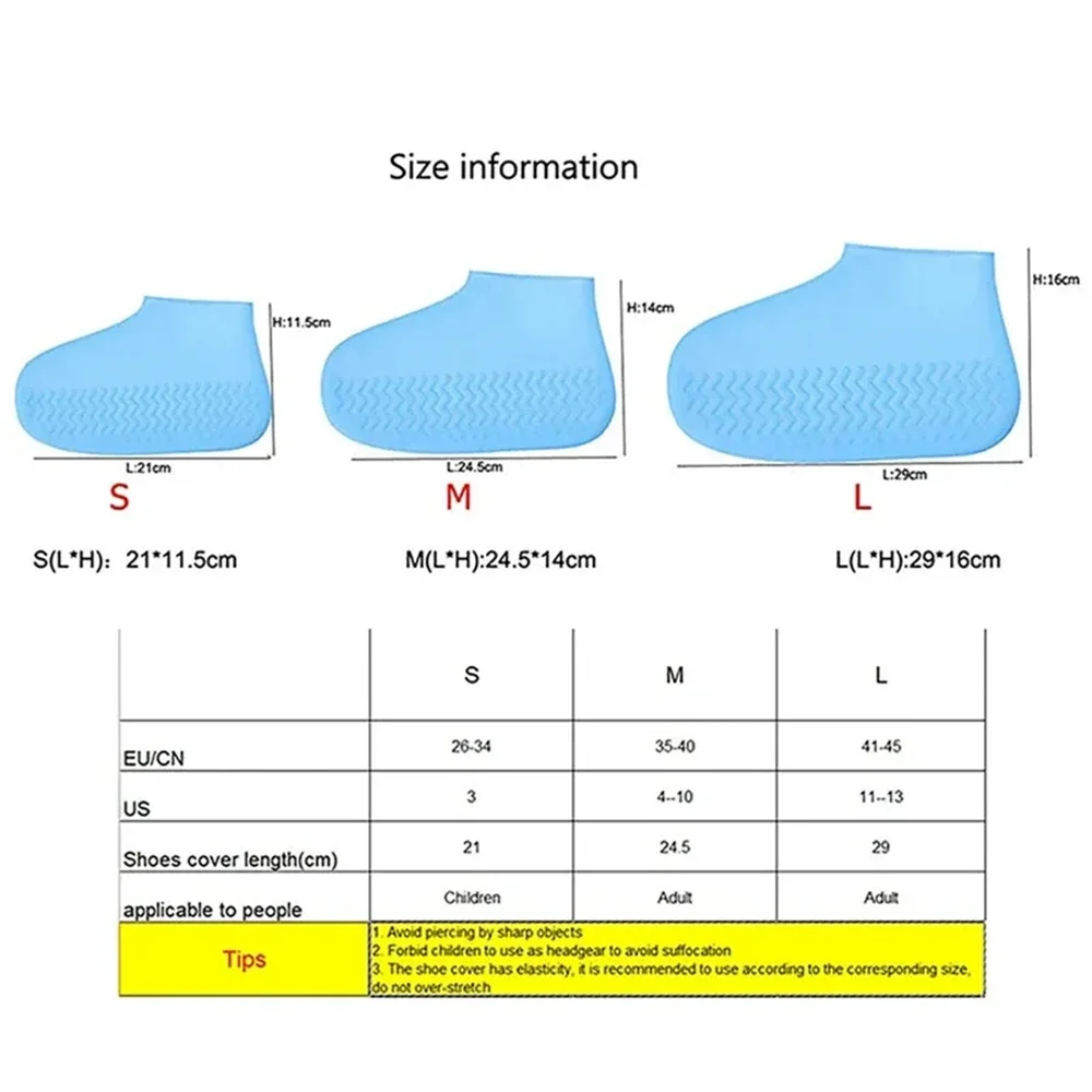 1 Pair Silicone WaterProof Shoe Covers Reusable Slip-resistant Rubber Rain Boots Overshoes Accessories For Outdoor Rainy Day images - 6