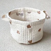 Cute Bear Embroidery Diaper Bag Nappy Organizer Cotton Mommy Bag Newborn Baby Kids Storage Bags Basket for Laundry Clothes Toys 4