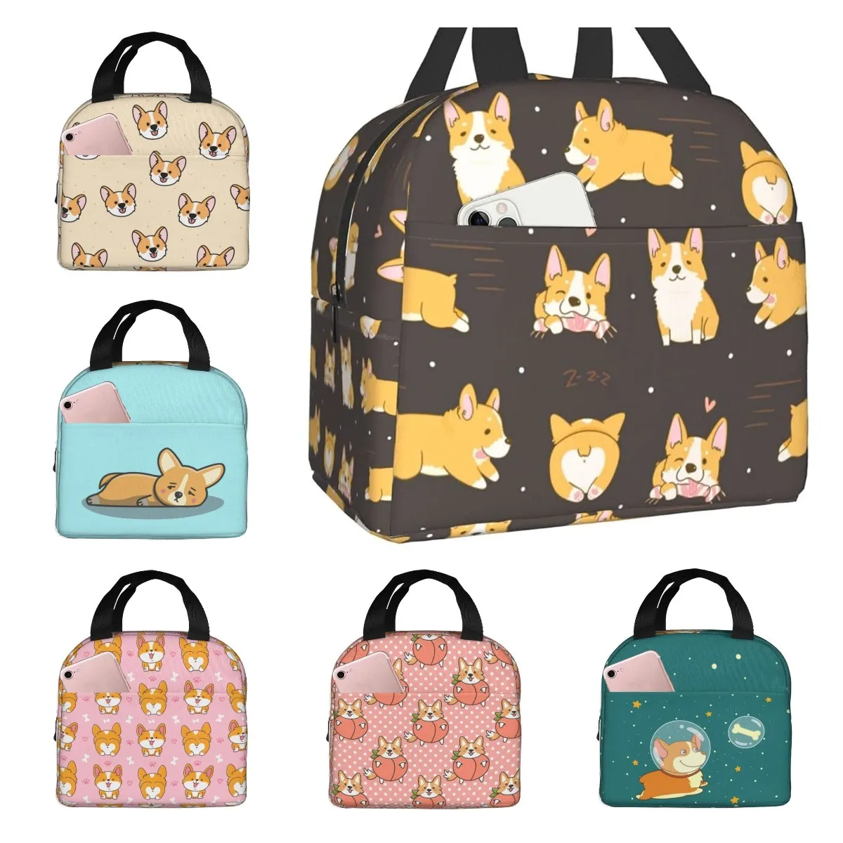 

Kawaii Corgi Lunch Bag Cooler Tote Bag Insulated Lunch Box Thermal Lunch Bags for Women Picnic Boating Beach Fishing Work School