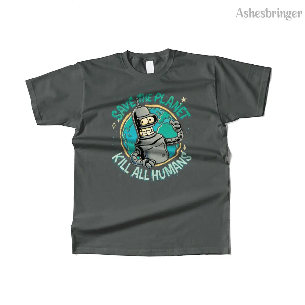 Mens Cotton Save the Planet, Kill All Humans 그래픽 레트로 웃긴 T 셔츠 남성과 여성을위한 스트리트 캐주얼 스타일 티