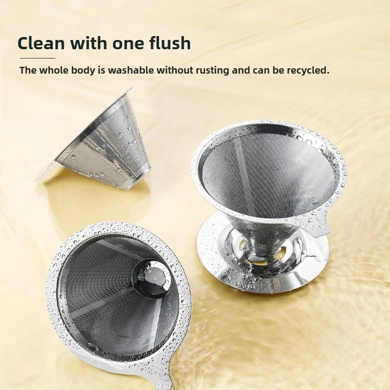 Pour Over Coffee Dripper 304 Stainless Steel Filter Paperless Reusable Filter Single Cup Fine Mesh Coffee Maker Home Made Tools 3