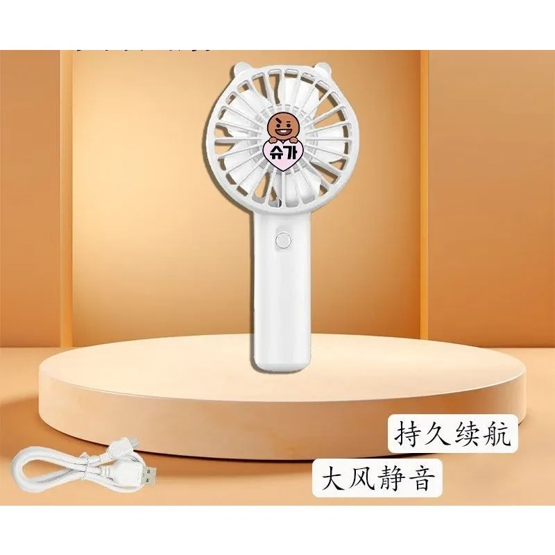 BT21 TATA周辺機器漫画風のかわいい携帯小型扇風機、学生や会社員向けの創造的な新型充電式ミニ扇風機、ギフト