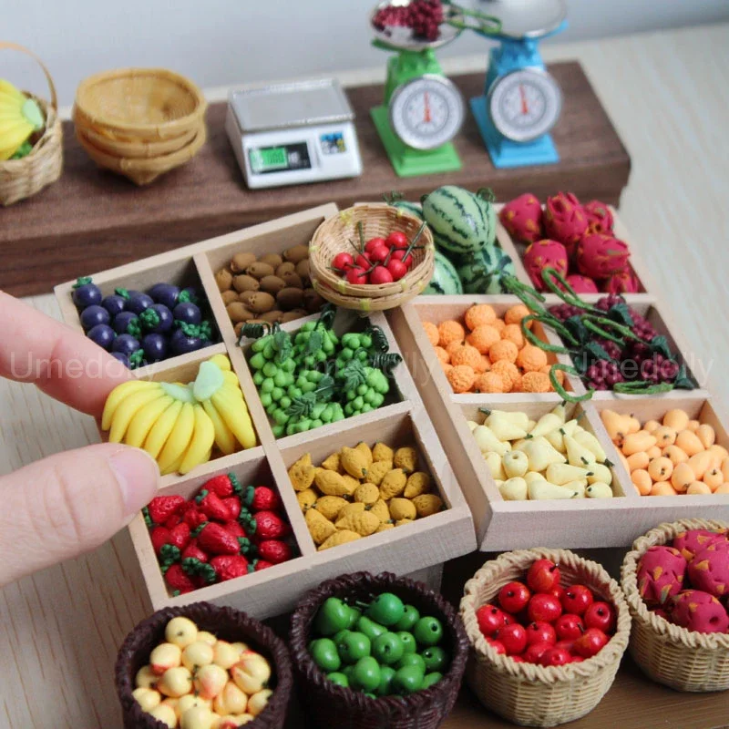 Dollhouse Miniature Fruit 1:12 Watermalon Strawberry Pretend Play Food Mini Kitchen for Barbies OB11 Doll Accessories Toy pretend food toys pretend kitchen toys kitchen toys doll house toys
