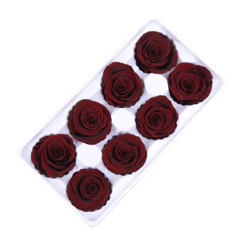 

4-5cm 8PCS/Box Preserved Fresh Rose Flower Eternal Rose Head Birthday Gift DIY Material Bouquet Long Lasting Decoration Mariages