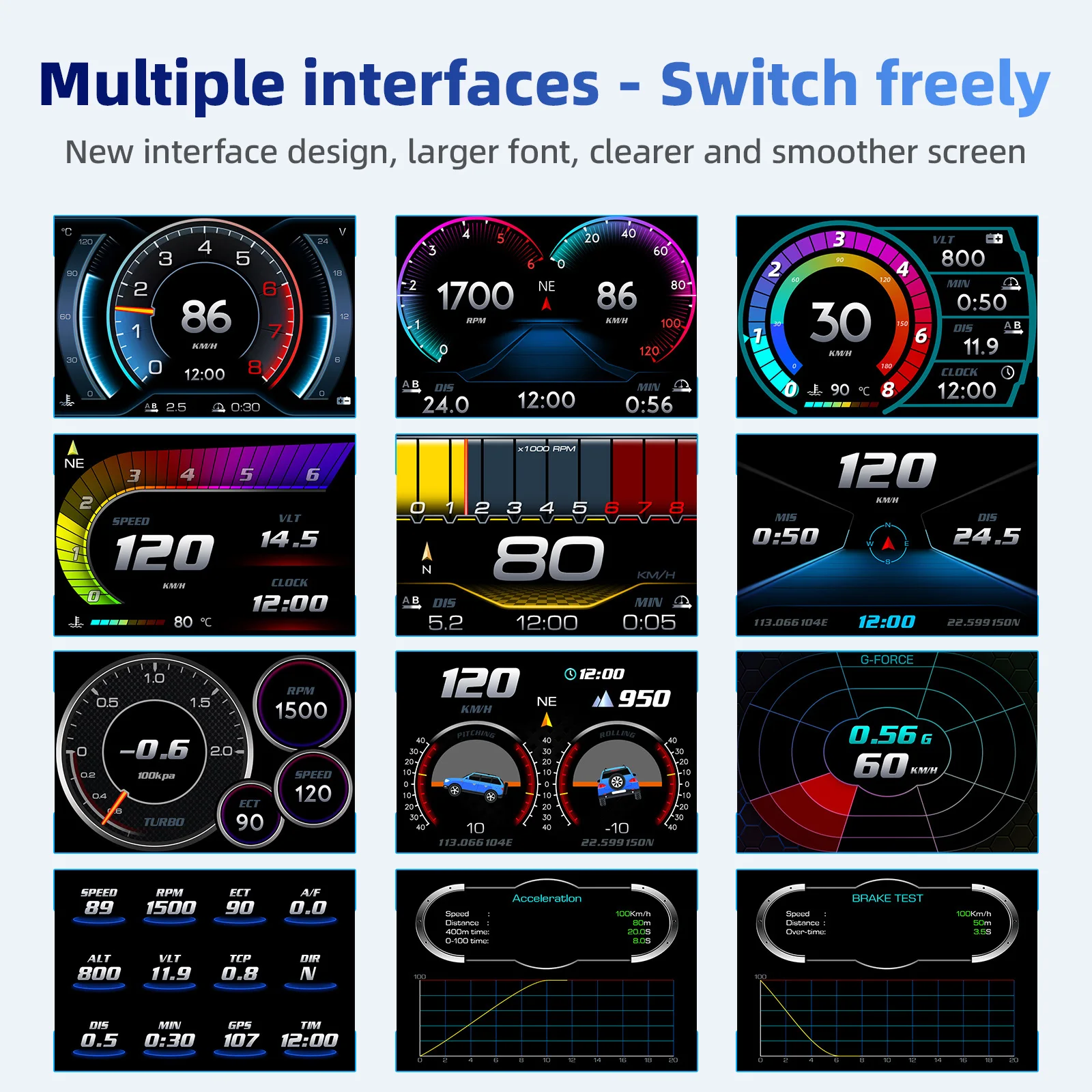 HUD OBD2 디스플레이 F11 온보드 컴퓨터 GPS+OBD 게이지 스마트 디지털 속도계 경사도 수온 연료 소비량
