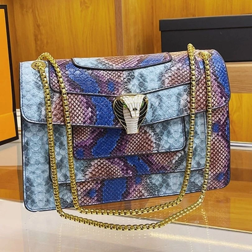 High Quality Snake Leather Bag Snake Print Handbag Luxury Print