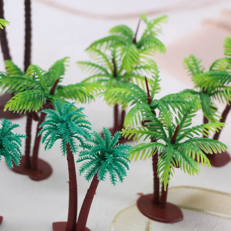 5PCS Mini Plastic Coconut Palm Trees Miniature Plant Pots Bonsai Craft Aquarium Micro Landscape Decorat Sand Table Scenery Model
